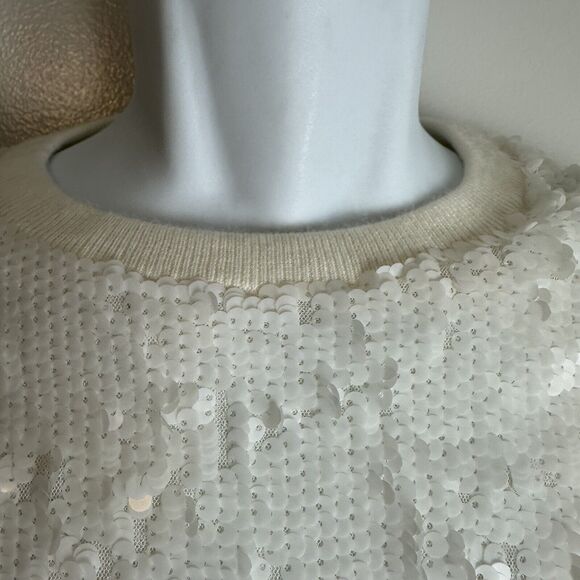 Equipment Femme Ivory Wool Blend Shane Sequined Crewneck Sweater Womens S - Picture 4 of 11